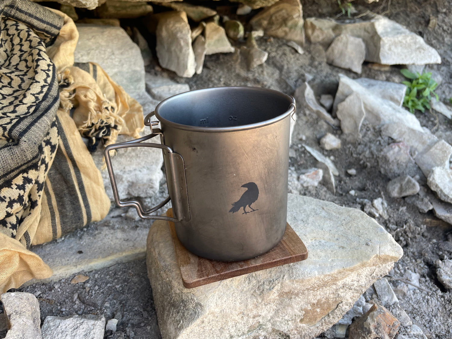 Eremos Wild Food Cook & Tea Kit – Titanium Camping Cookware Set with Acacia Cutting Board | Bushcraft Foraging Expedition Gear