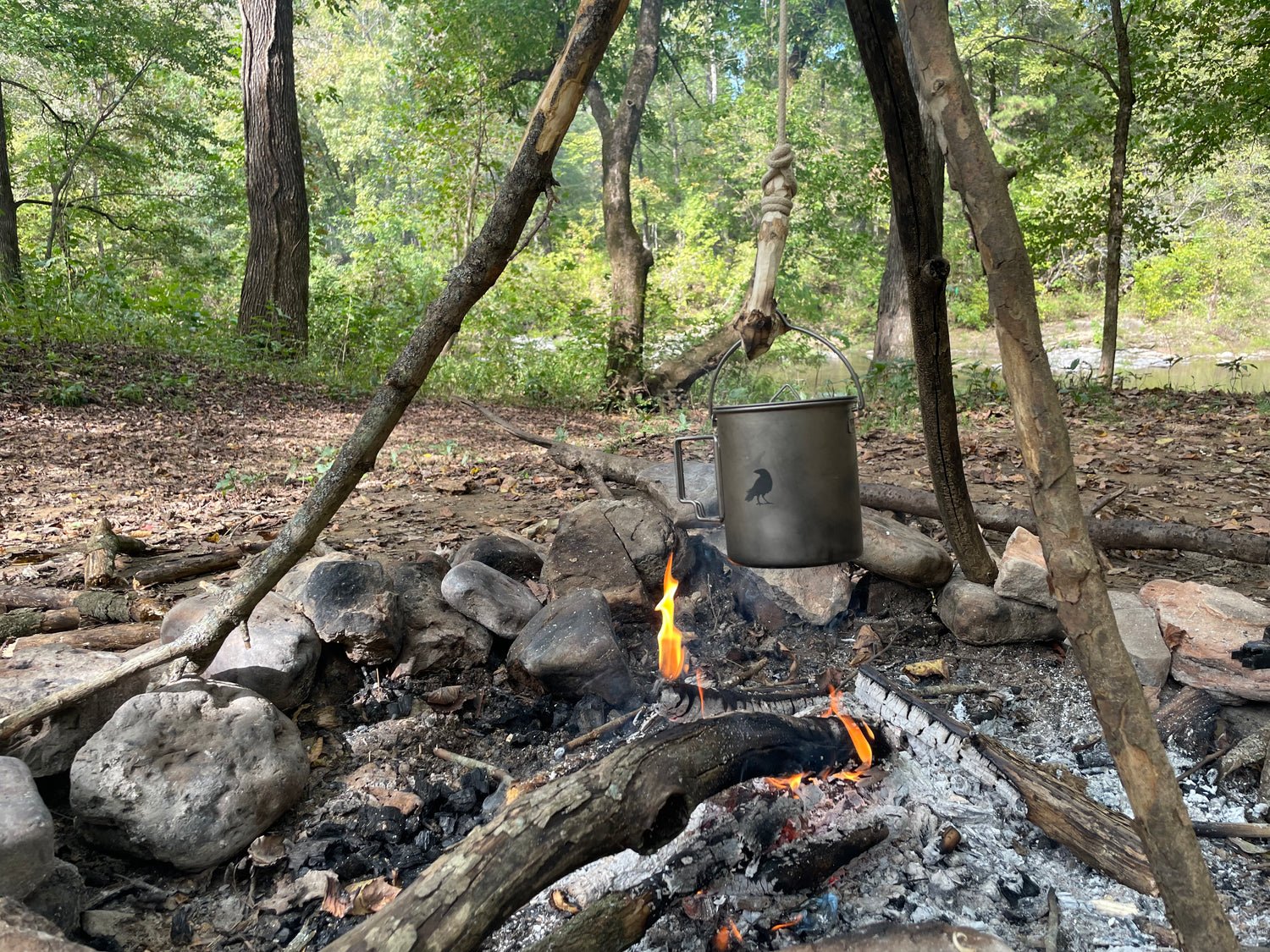 Eremos Wild Food Cook & Tea Kit – Titanium Camping Cookware Set with Acacia Cutting Board | Bushcraft Foraging Expedition Gear