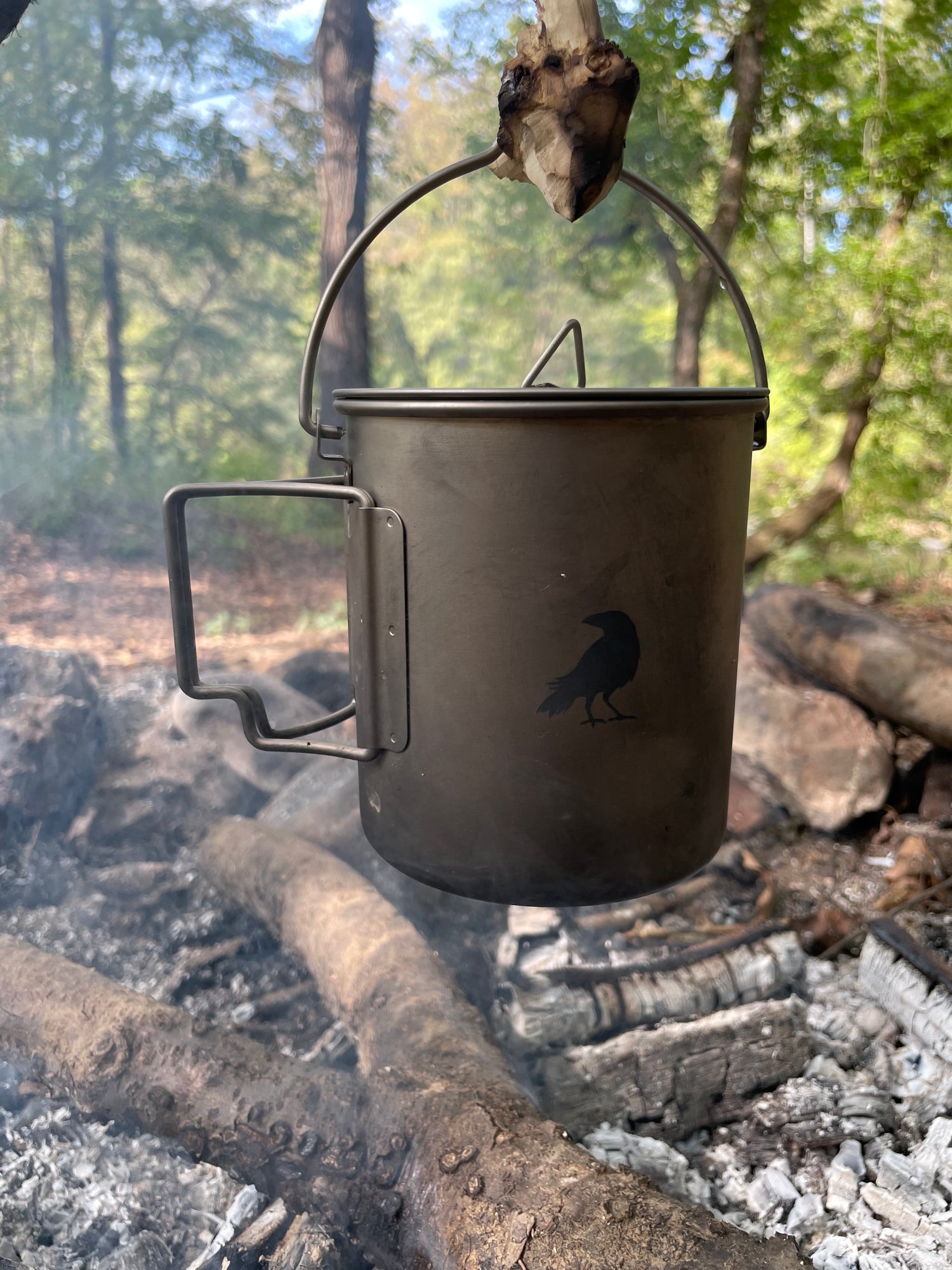 Eremos Wild Food Cook & Tea Kit – Titanium Camping Cookware Set with Acacia Cutting Board | Bushcraft Foraging Expedition Gear